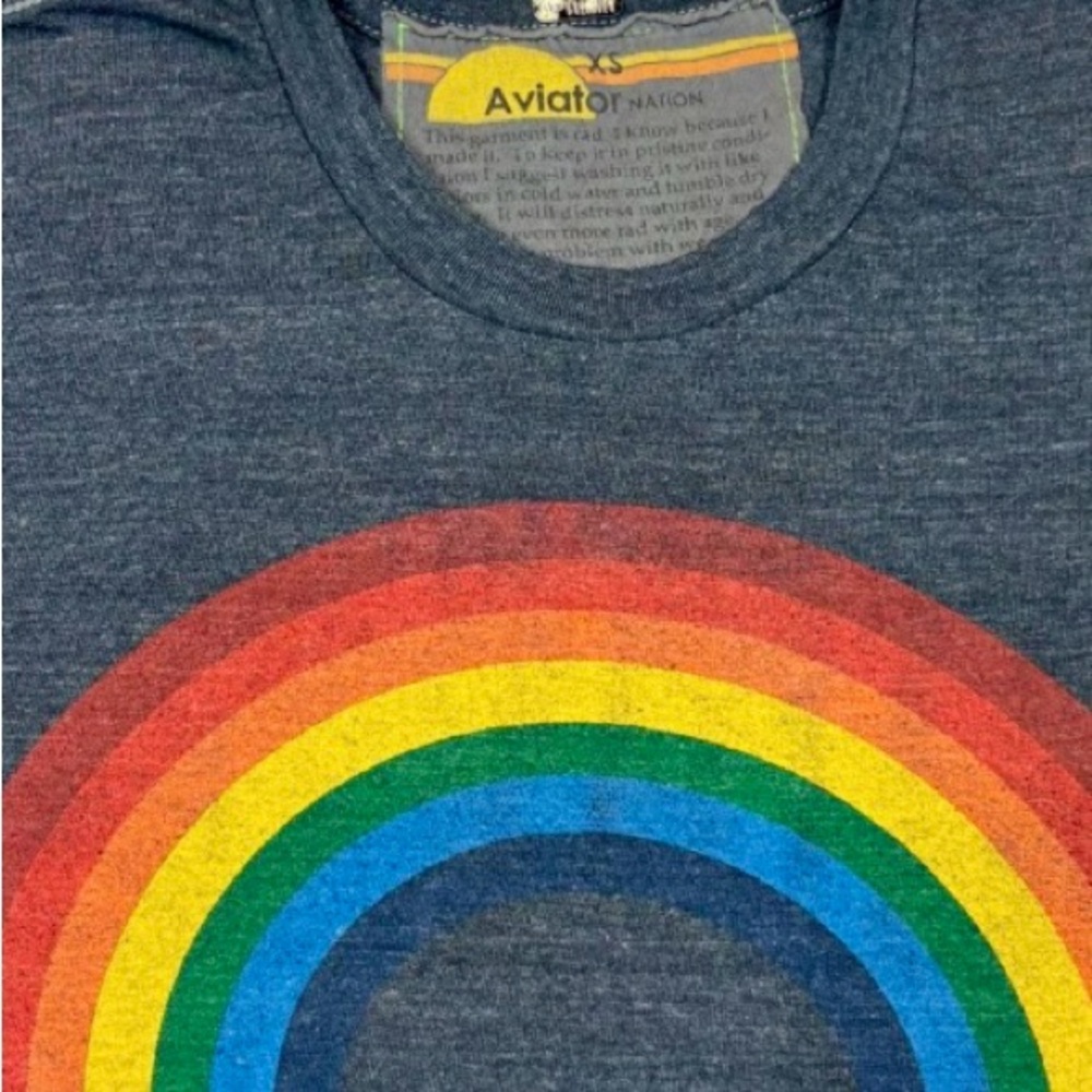 Aviator Nation Gray Rainbow Stripe Top- RARE top